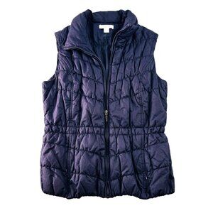 Coldwater Creek Womens Quilted Vest S Purple Puffer Zip-Up Lightweight Cotton/Ny